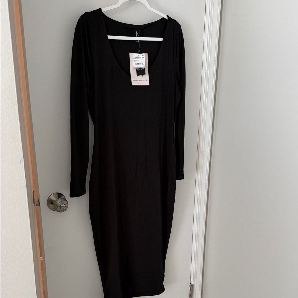 N By Naked Wardrobe Black Long Sleeve Bodycon Dress